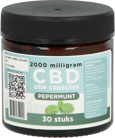 Cannagroep - Pepermunt CBD olie capsules - 2000 mg CBD - 30 capsules - Kruidenpreparaat