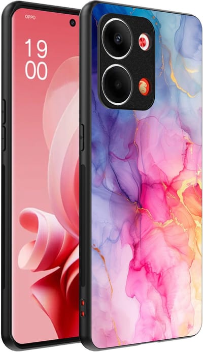 Smartphonica Telefoonhoesje Geschikt voor Oppo Reno 9 / 9 Pro met marmeropdruk - TPU backcover case marble design - Regenboog geschikt voor Oppo Reno 9;Oppo Reno 9 Pro