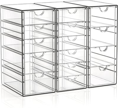 Make-up Organizer met 15 Laden, Desk Organizer voor Kantoorbenodigdheden, Duidelijke en Stofdichte Opbergruimte voor Sieraden en Make-up Accessoires