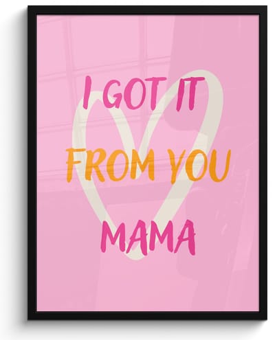 Poster in lijst - Fotolijst 50x70 cm - Posters - Mama - Quote - Hart - Roze - Posterlijst zwart - Decoratie - Wanddecoratie woonkamer - Muurdecoratie slaapkamer