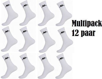 Kappa Multipack - 12 paar sportsokken hoog - Witte sokken - maat 43-46