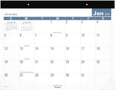 Bureaukalender 2025 - Maandelijks - 21-3/4" x 17" - Gemakkelijk Af Te Lezen - Hoogwaardig - AT-A-GLANCE
