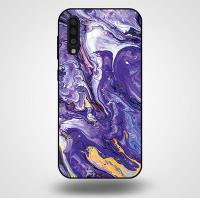 Smartphonica Telefoonhoesje voor Samsung Galaxy A70s met marmer opdruk - TPU backcover case marble design - Goud Paars geschikt voor Samsung Galaxy A70s