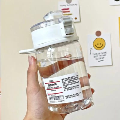 350/550ml waterfles met tijdsaanduiding, draagbare, transparante, schattige waterfles, sportwaterbeker, handige plastic beker 350ml or 550ml white