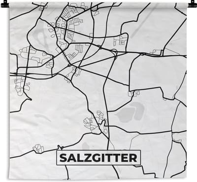 Wandkleed - Wanddoek - Plattegrond - Salzgitter - Kaart - Stadskaart - 180x180 cm - Wandtapijt