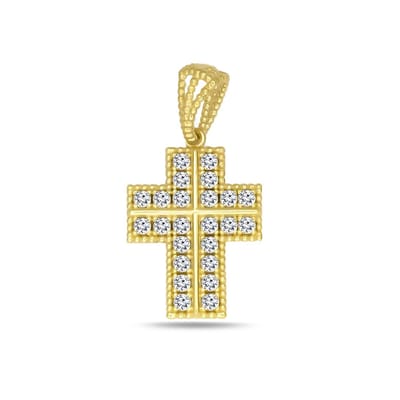 Juwelier Zwartevalk 14 karaat gouden kruis hanger met zirkonia - 14.295/15x11
