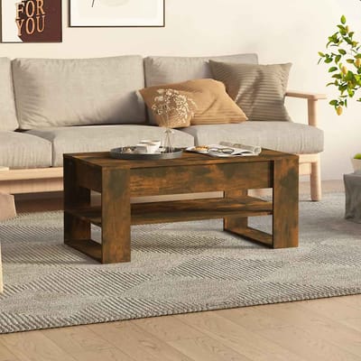 vidaXL - Salontafel - 102x55x45 - cm - bewerkt - hout - gerookt - eikenkleurig