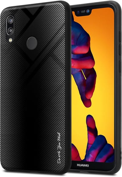 Cadorabo Hoesje geschikt voor Huawei P20 LITE 2018 / NOVA 3E in OPAAL ZWART - Beschermhoes gemaakt van TPU silicone Case Cover en achterkant van gehard glas