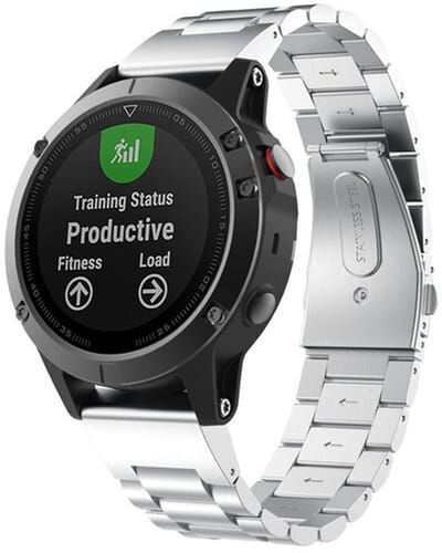 By Qubix - Geschikt voor Garmin bandje - 26mm Quickfit - Stalen schakelband - Zilver - Geschikt voor Garmin Fenix 8 / 8 Pro - 51mm