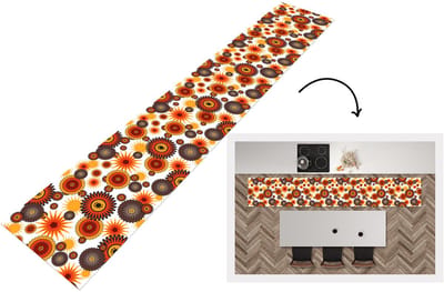 Keukenloper 300x50 cm - Keukenmat vinyl Design - Retro - Oranje - Bloemen - Keukenmatten loper - Keuken vloerkleed tapijt