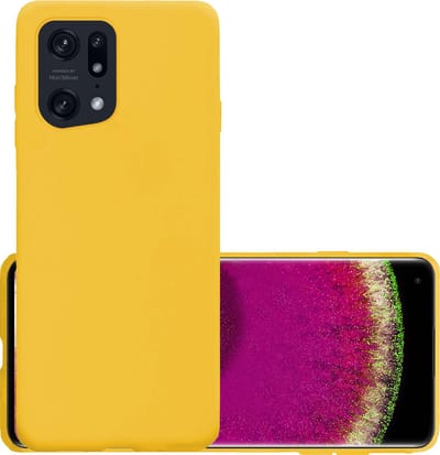 Hoesje - Geschikt voor OPPO Find X5 - Sterk & Shockproof - Hoes Cover - Siliconen Case - Geel