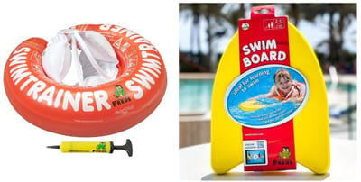 ZWEMSET "BABY" : SWIMTRAINER ROOD (3 maanden tot 4 jaar) + ZWEMPLANK + POMP | DE VEILIGE BABY ZWEMBAND | (Keurmerken: CE-TüV-EN13138-1:2014)