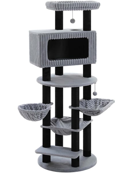 Kattenu RoyalKingdom XXXL - Stevige krabpaal voor grote katten - Extra Dikke Palen - Grote krabpaal voor zware katten - Grijs