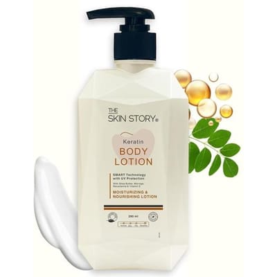 The Skin Story Diep Hydraterende Bodylotion Voor Vrouwen| Verlichting van Droge Huid | Alle Huidtypes | Moringa & Keratine | Volumeverpakking | 280ml beige