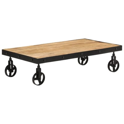 vidaXL - Salontafel - met - wieltjes - 100x55x26 - cm - massief - mangohout