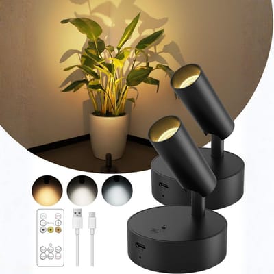 SCH® Oplaadbare Wandlamp - Wandlamp - Zwart - ‎9cm x 8cm x 18cm