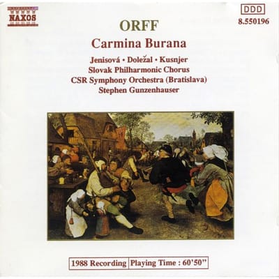Slovak Philharmonic Chorus, CSR Symphony Orchestra, Stephen Gunzenhauser - Orff: Carmina Burana (CD)