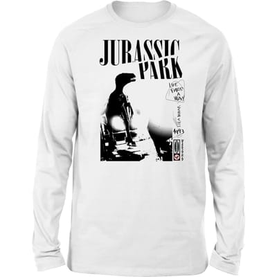 Jurassic Park Isla Nublar Punk Unisex Long Sleeved T-Shirt - Wit - L