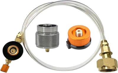 Brandstof Adapter Set - Gas Fles Adapter - Buiten Koken - Duurzame Constructie - 3 Delig - Oranje Zilver