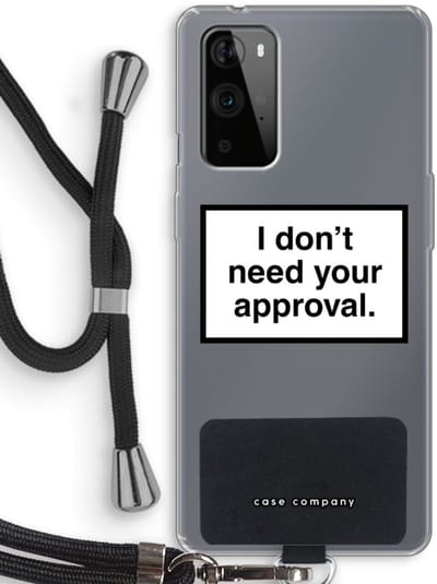 Case Company® - Hoesje met koord geschikt voor OnePlus 9 Pro hoesje met Koord - Don't need approval - Telefoonhoesje met Zwart Koord - Bescherming aan alle Kanten en Over de Schermrand