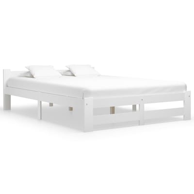 vidaXL - Bedframe - massief - grenenhout - wit - 120x200 - cm