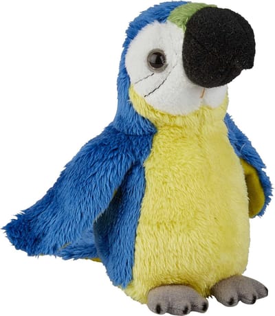 Ravensden Pluche knuffel papegaai - blauw - macaw - vogel - 15 cm - knuffels vogels