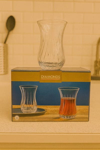 Diamonds Theeglazen Set – 6 stuks – 130 ml – Traditioneel Turks Design – Tulpvormige Glazen – Kristalhelder Glaswerk
