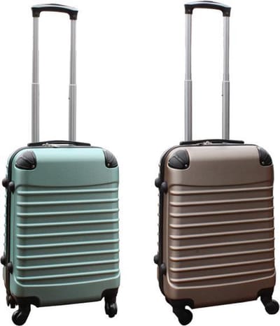 Kofferset 2 delig ABS handbagage koffers - met cijferslot - 39 liter - groen - goud