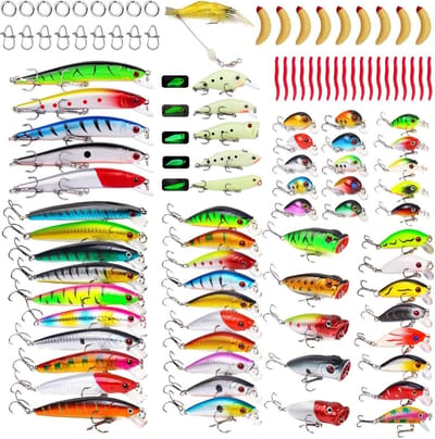Viskunstaas kit gemengd inclusief simulatie Minnow Popper Crank Baits Potlood VIB met haken en zacht kunstaas accessoires voor zoutwater zoetwater forel baars zalm visgerei geschenkset