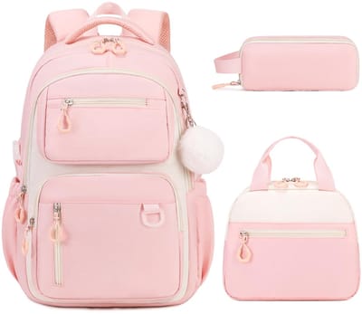 Unyqoos® Multifunctionele Waterdichte Schoolrugzak Set voor Meisjes en Tieners met Lunchtas en Etui