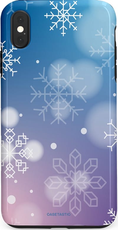 Casetastic hoesje geschikt voor Apple iPhone XS Max - Dubbellaagse bescherming - Winterse Sneeuwvlokken - Fashion Case - Lichtblauw Lavendel Lichtgrijs Lichtroze