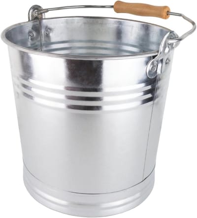 Zinken emmer 7 liter met houten handvat - veelzijdige metalen emmer voor tuin en decoratie