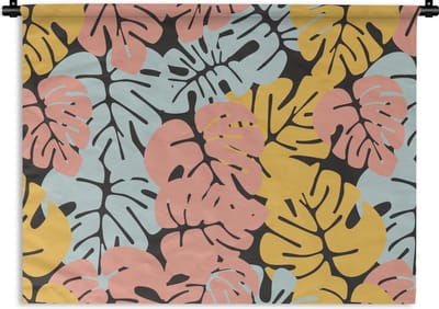 Wandkleed - Wanddoek - Monstera - Hawaii - Design - Pastel - 60x45 cm - Wandtapijt