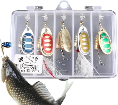 Vis lokaas, vis bas, Forel spinner aas, Metal Fishing Spinnerbait Spinner Lures Kit met Tackle Box voor baszalmforel