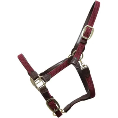 Kentucky Horsewear - Gevlochten Nylon halster bordeaux full