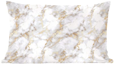 Sierkussens - Kussentjes Woonkamer - 60x40 cm - Gouden aders - Marmer - Wit