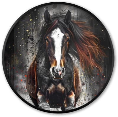 Poster in lijst Rond - Fotolijst 60x60 cm - Posters - Paard - Dieren - Zwart - Luxe - Modern - Ronde posterlijst zwart - Decoratie - Wanddecoratie woonkamer - Muurdecoratie slaapkamer