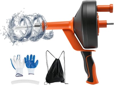 10M Sanitary Snake Drain - Haar Verstopping Verwijderaar - Zware Toilet Pijp Snake Ontstopper Gereedschap voor Badkamer Keuken Douche met Handschoenen