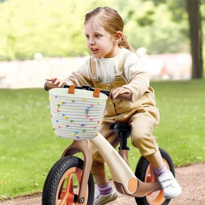 Fietsmand Voorop - Opbergtas Stuur - Reizen en Toeren - Handgeweven Katoen - 21 x 16 x 16 cm - Wit