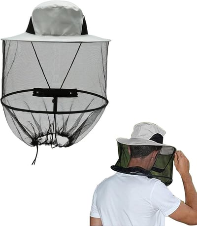 Famanu – Imkerhoed met sluier, muggennet voor hoofdbescherming, ideaal voor outdoor activiteiten zoals wandelen, kamperen en tuinieren (grijs
