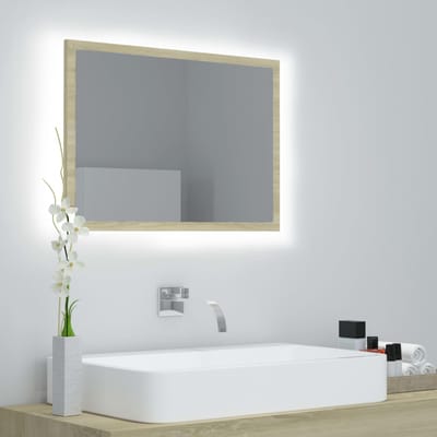 vidaXL - Badkamerspiegel - LED - 60x8,5x37 - cm - acryl - sonoma - eikenkleurig