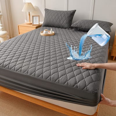 Waterdichte matrashoes en kussensloopset, matrasbeschermer, waterdicht TPU-membraan, eenvoudig te installeren, ademend en elastisch, zacht en comfortabel, wasbaar,Donkergrijs,90x200cm