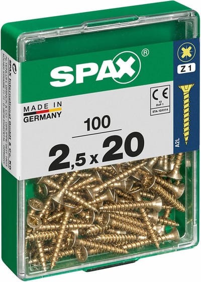 Spax Universele Schroef Yellox Verzonken Kop Pozi - 2,5x20mm - 100 Stuks