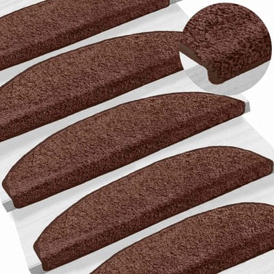 vidaXL - Zelfklevende - trapmatten - 15 - st - 80 - x - 24,5 - x - 3,5 - cm - Bruin