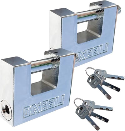 Veilige en Duurzame 90mm RVS Hangsloten voor Containers en Schuren, Set van 2 met Anti-Drill Sleutels en Burglar Beveiliging