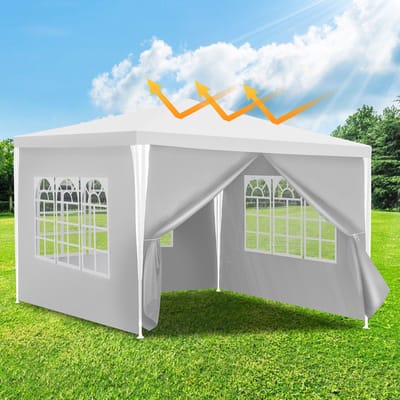 Partytent Paviljoen Zijwanden bruiloft receptie partytent PE feesttent eenvoudige montage 3x3m Wit
