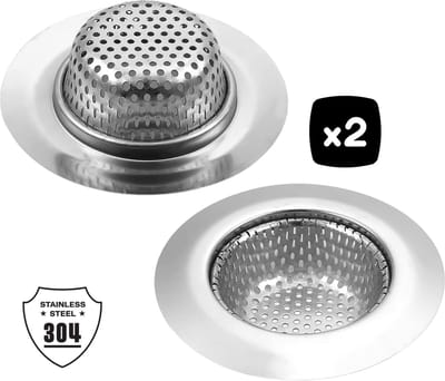2x Goodli Gootsteen Zeef RVS - Afvoerzeef 7cm - Afvoerstop voor Keuken en Badkamer - Gootsteenzeef tegen Verstoppingen