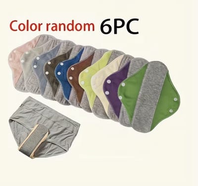 Wasbare licht Menstruatie Pads (6 Stuks) – Random kleuren – Inlegkruisjes – Herbruikbaar verband – Ook bij Licht Urineverlies - 6 stuks (23cm x 19cm)