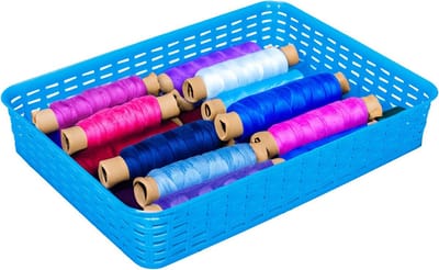 Hega Hogar Opbergmandje/ladeverdeler - blauw - 4.5 liter - kunststof - 26 x 35 x 6 cm - kastmandjes - manden