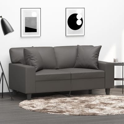 vidaXL - Sierkussens - 2 - st - 40x40 - cm - kunstleer - grijs